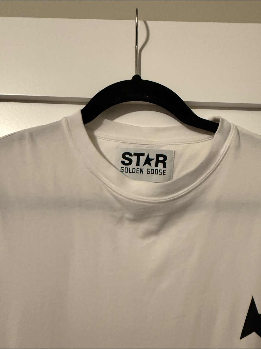 Golden Goose White Short-Sleeve Crew T-Shirt with Black Star - Picture 2 of 3